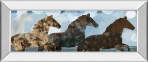 18 in. x 42 in. “Lively Spirit II” Horses By Dan Meneely Mirror Framed Print Wall Art