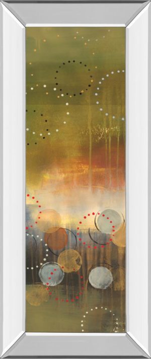 18 in. x 42 in. “Circles In Green Panel I” By Jeni Lee Mirror Framed Print Wall Art