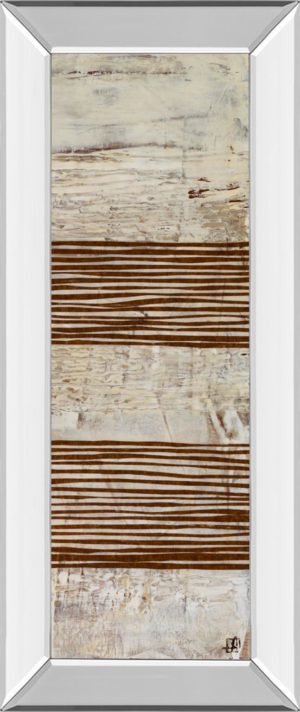 18 in. x 42 in. “White Stripes Il” By Natalie Avondet Mirror Framed Print Wall Art