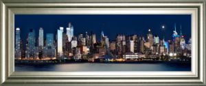 18 in. x 42 in. “New York At Night XI” By James Mcloughlin Framed Print Wall Art
