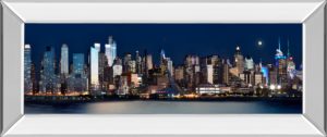 18 in. x 42 in. “New York At Night XI” By James Mcloughlin Mirror Framed Print Wall Art
