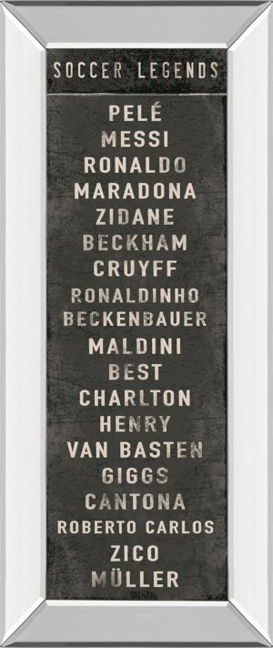 18 in. x 42 in. “Soccer Legends” By The Vintage Collection Mirror Framed Print Wall Art