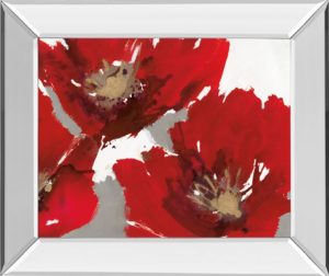 22 in. x 26 in. “Red Poppy Forest II” By N. Barnes Mirror Framed Print Wall Art