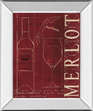 22 in. x 26 in. “Wine Blueprint Il” By Marco Fabiano Mirror Framed Print Wall Art