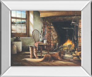 22 in. x 26 in. “His Morning Coffee” By John Rossini Mirror Framed Print Wall Art