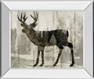 22 in. x 26 in. “Camouflage Animals- Deer” By Tania Bello Mirror Framed Print Wall Art