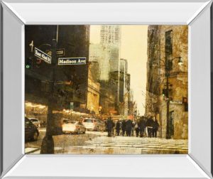 22 in. x 26 in. “New York Streets” By Acosta Mirror Framed Print Wall Art