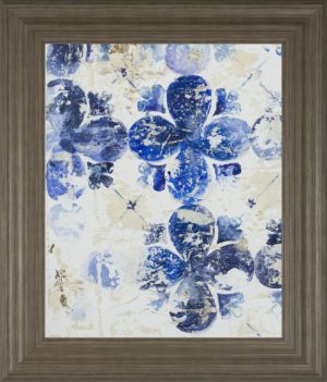 22 in. x 26 in. “Blue Quatrefoil I” By Patricia Pinto Framed Print Wall Art