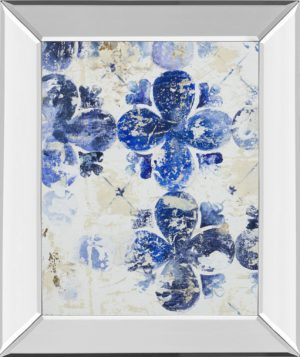 22 in. x 26 in. “Blue Quatrefoil I” By Patricia Pinto Mirror Framed Print Wall Art