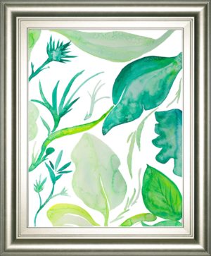 22 in. x 26 in. “Green Water Leaves Il” By Kat Papa Framed Print Wall Art