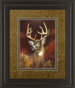 34 in. x 40 in. “Deer Portrait” By Leo Stans Double Matted Framed Print Wall Art