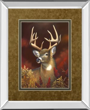 34 in. x 40 in. “Deer Portrait” By Leo Stans Double Matted Mirror Framed Print Wall Art