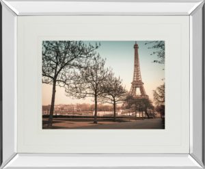 34 in. x 40 in. “Remembering Paris” By Assaf Frank Mirror Framed Print Wall Art