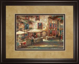 34 in. x 40 in. “Courtyard CafÃ©” By Ruanne Manning Framed Print Wall Art
