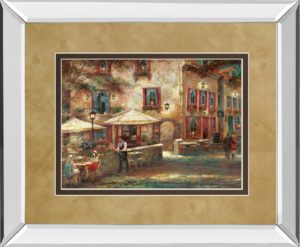 34 in. x 40 in. “Courtyard CafÃ©” By Ruanne Manning Mirror Framed Print Wall Art