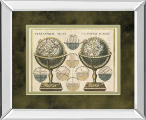 34 in. x 40 in. “Antique Globes” By Wild Apple Portfolio Mirror Framed Print Wall Art