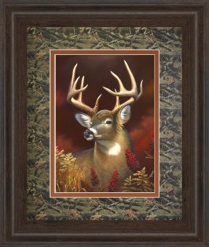 34 in. x 40 in. “Deer Portrait” Double Matted Framed Print Wall Art