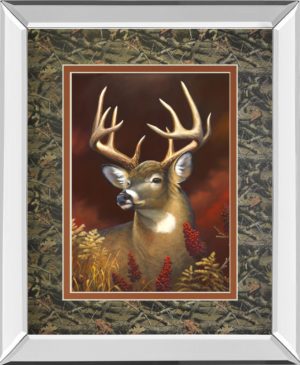 34 in. x 40 in. “Deer Portrait” Double Matted Mirror Framed Print Wall Art