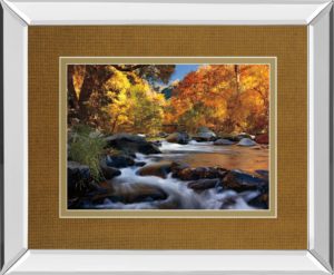 34 in. x 40 in. “River Of Gold” By Mike Jones Mirror Framed Print Wall Art