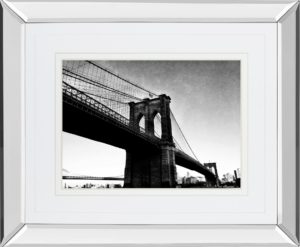 34 in. x 40 in. “Bridge Of Brooklyn B W 1” By Acosta Mirror Framed Print Wall Art