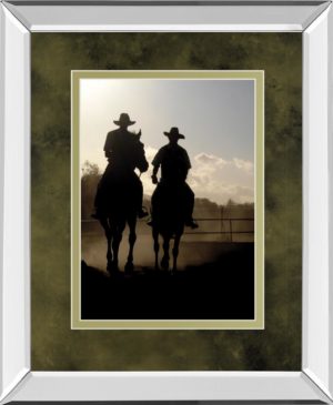 34 in. x 40 in. “Cavaliers Cowboys” By Yann Siwiak Mirrored Framed Print Wall Art
