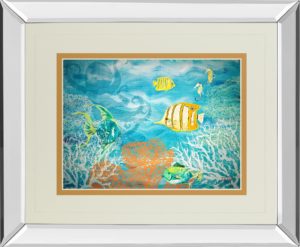 34 in. x 40 in. “Under The Sea” By Julie Derice Mirror Framed Print Wall Art