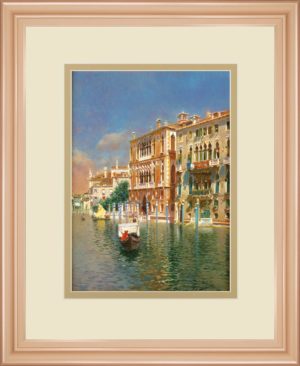 34 in. x 40 in. “The Grand Canal, Venice” By Rubens Santora Framed Print Wall Art