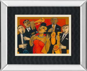 34 in. x 40 in. “The Diva And Her Horn Section” By Marsha Hammel Mirror Framed Print Wall Art