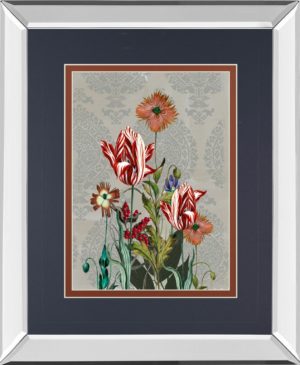34 in. x 40 in. “Summer Flowers Il” By Ken Hurd Mirror Framed Print Wall Art