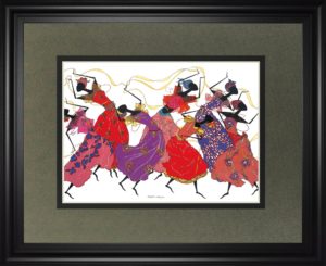 34 in. x 40 in. “Lead Dancer In Purple Gown” By Augusta Asberry Framed Print Wall Art