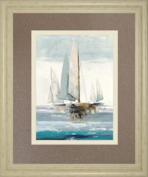 34 in. x 40 in. “Quiet Boats” By Allison Pearce Framed Print Wall Art