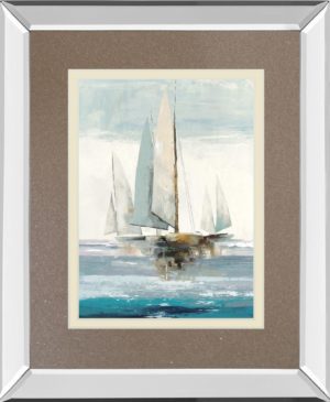34 in. x 40 in. “Quiet Boats” By Allison Pearce Mirror Framed Print Wall Art