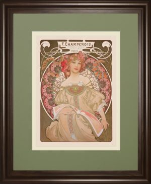 34 in. x 40 in. “Reverie, 1897” By Alphonse Mucha Framed Print Wall Art
