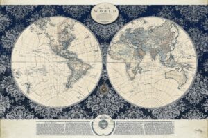 FRAMED – BLUE MAP OF THE WORLDELIZABETHMEDLEY