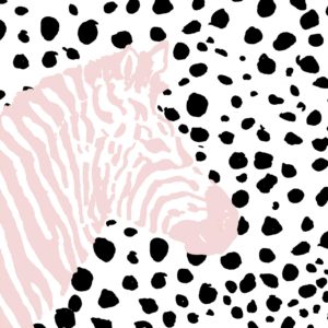 FRAMED SMALL – PINK ZEBRA ON DOTS BY PATRICIA PINTO