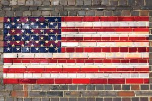 USA Flag on Brick 2 by JG Studios (FRAMED)(SMALL)