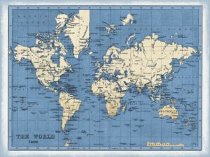 World Map by Elizabeth Medley (FRAMED)(SMALL)