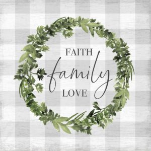 Faith Family Love Wreath by Natalie Carpentieri (FRAMED)