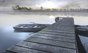 Misty Morning Pier by Mike Calascibetta (FRAMED)(SMALL)